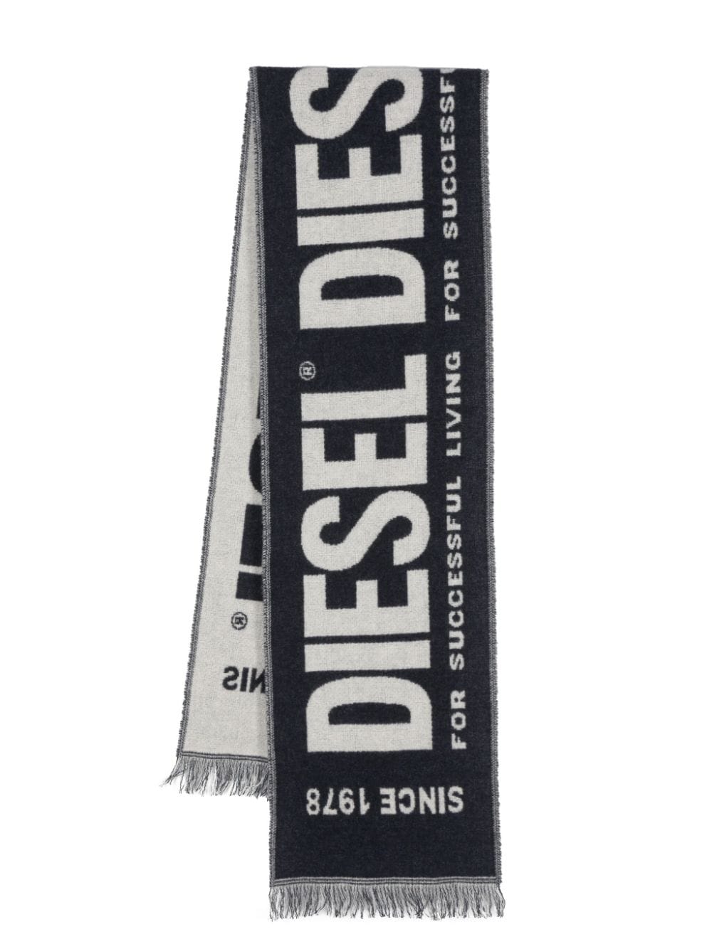 Diesel S-Bisc Schal aus Logo-Jacquard - Blau von Diesel