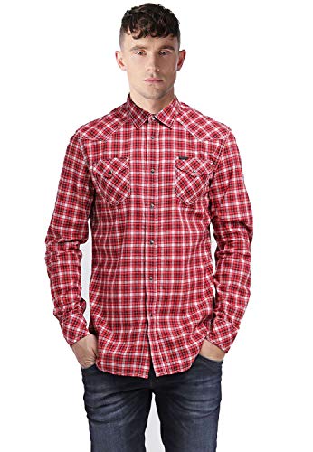 Diesel SULF-1 Camicia Herren Hemd Karohemd Langarm (XL, Rot) von Diesel