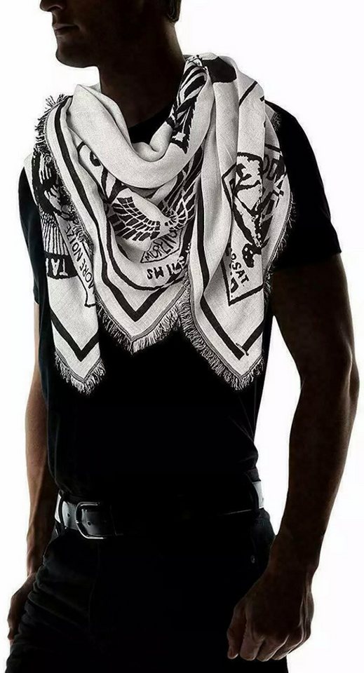 Diesel Schal XXL Halstuch Tuch Stole mit Multi Logo, Ikonischer Vintage-Patchprint mit Club Logo-Motiven von Diesel
