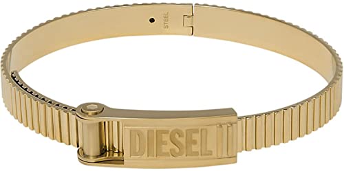 Diesel Armband Für Männer Stahl, Länge: 180-195mm, Breite: 10.5mm, Höhe: 1.5mm Gold-Edelstahl-Armband, DX1357710 von Diesel