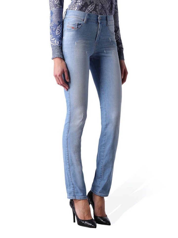 Diesel Straight-Jeans Diesel Sandy 0673F Stretch Damen Jeans Hose Slim Straight von Diesel