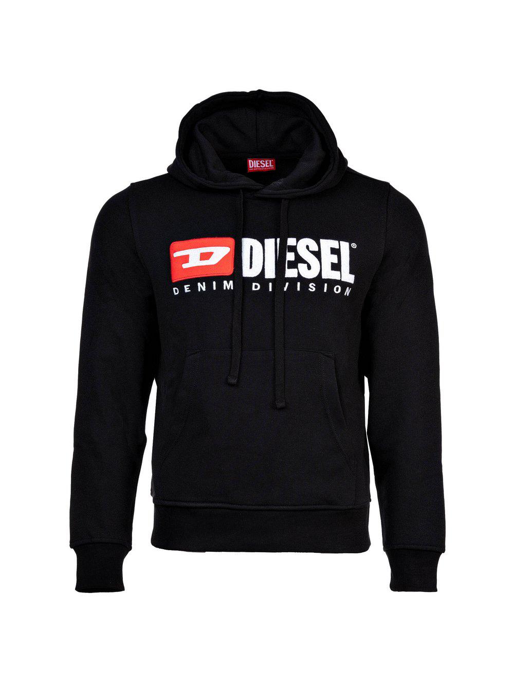 Diesel Sweatshirt Herren Baumwolle Kapuze gemustert, schwarz von Diesel