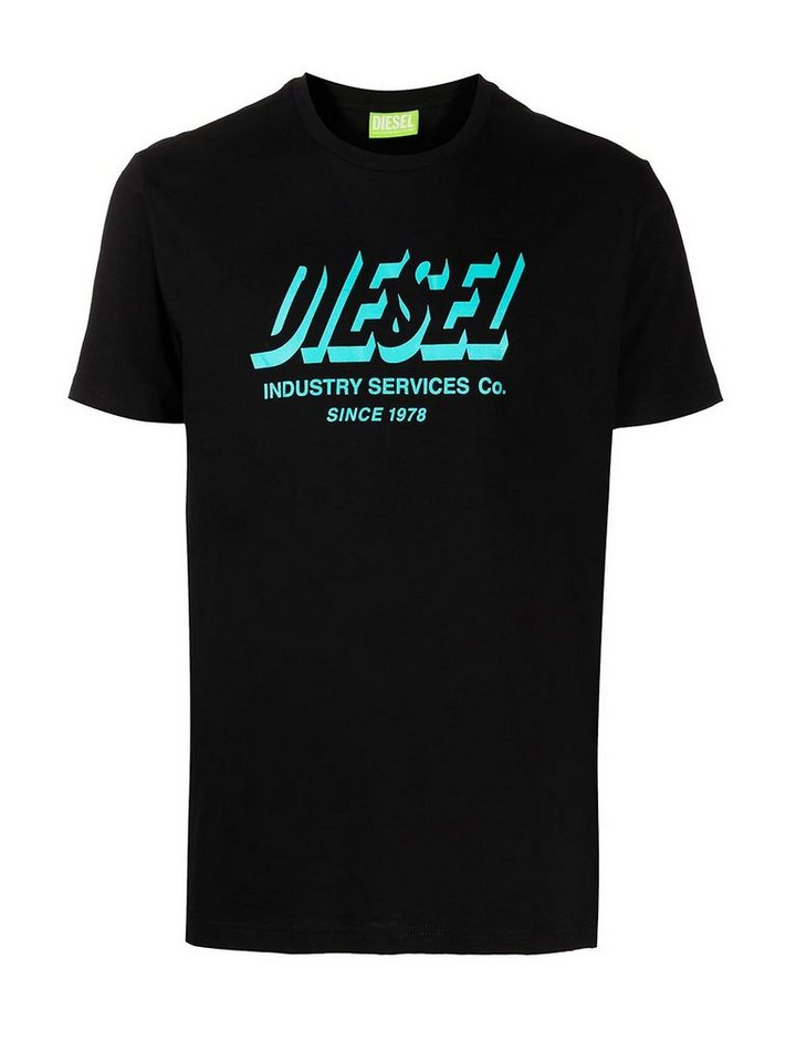 Diesel Rundhalsshirt Rundhals Logo Print Slim Fit Shirt Schwarz - T-DIEGOS-A5 von Diesel