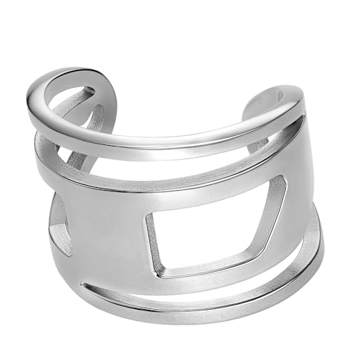 Diesel Ovale D-Logo Unisex-Edelstahlringe mit verstellbarem oder Knebelverschluss von Diesel