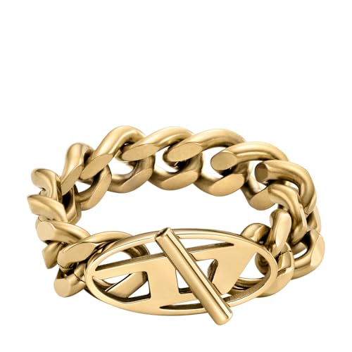 Diesel Unisex Oval D Logo Ring Soft Chain Edelstahl goldfarben, DX15687106.5 von Diesel