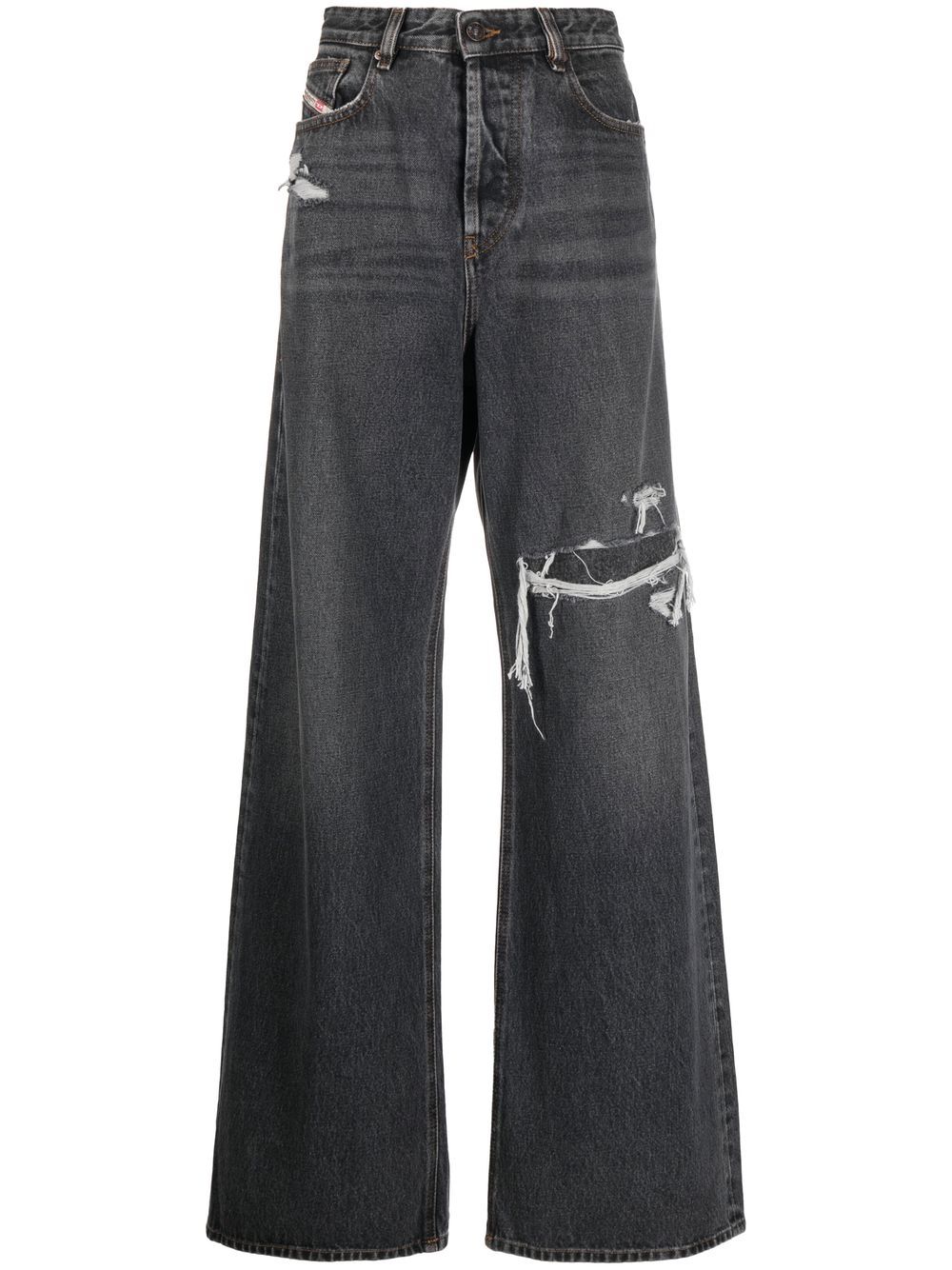 Diesel Weite Jeans im Distressed-Look - Grau von Diesel