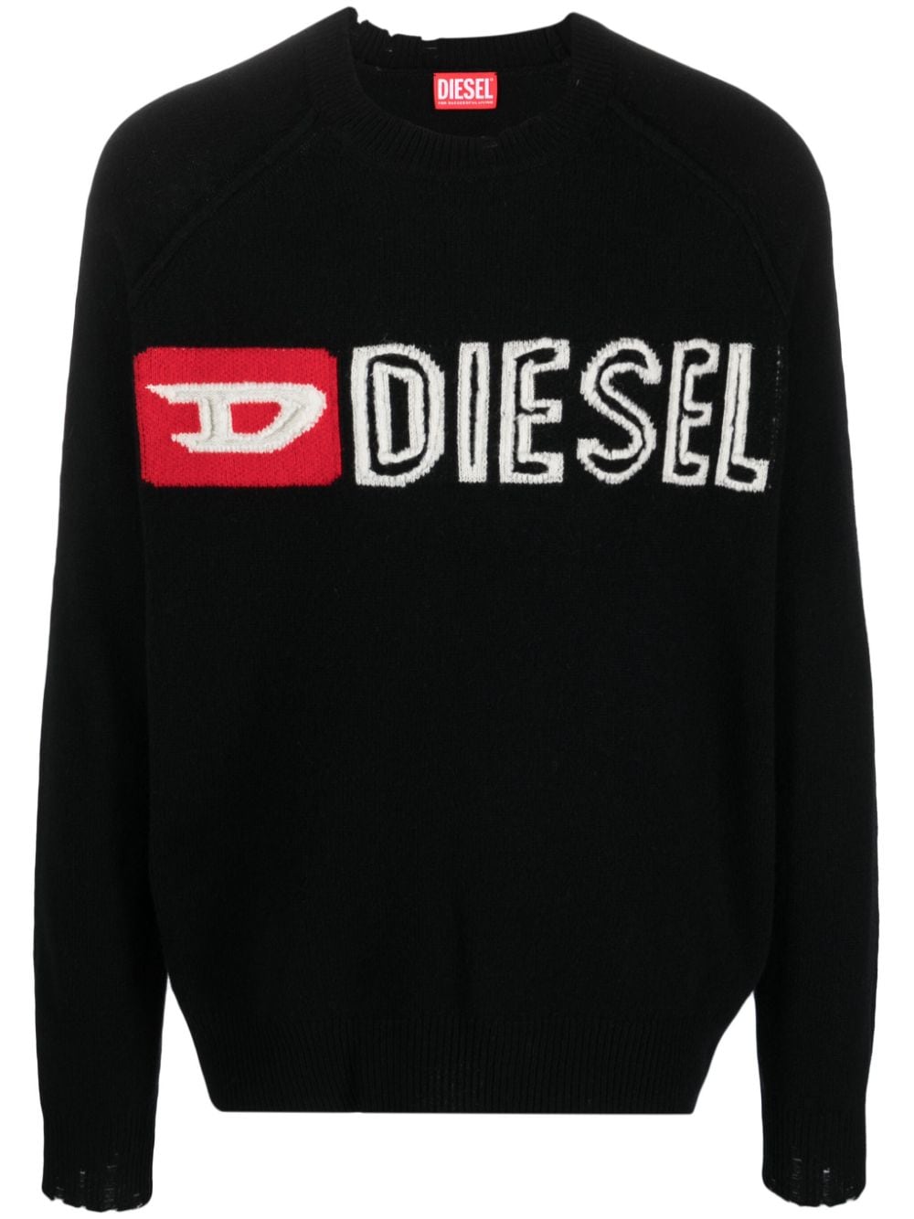 Diesel Intarsien-Pullover mit Logo - Schwarz von Diesel