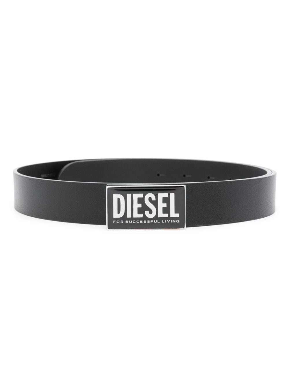 Diesel Ledergürtel mit Logo-Schild - Schwarz von Diesel