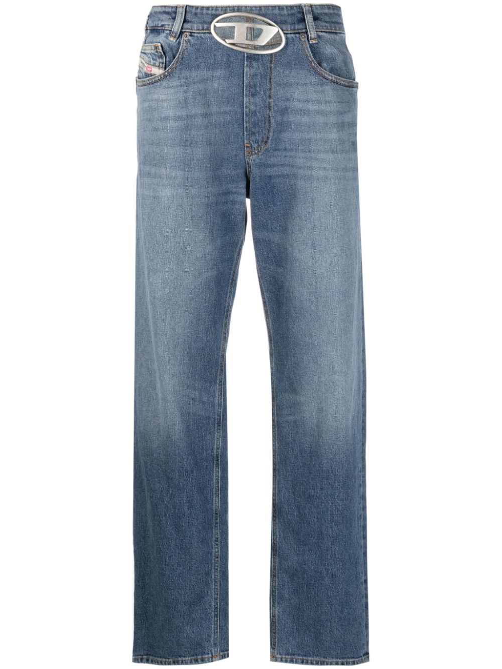 Diesel Gerade Jeans mit Logo-Schild - Blau von Diesel