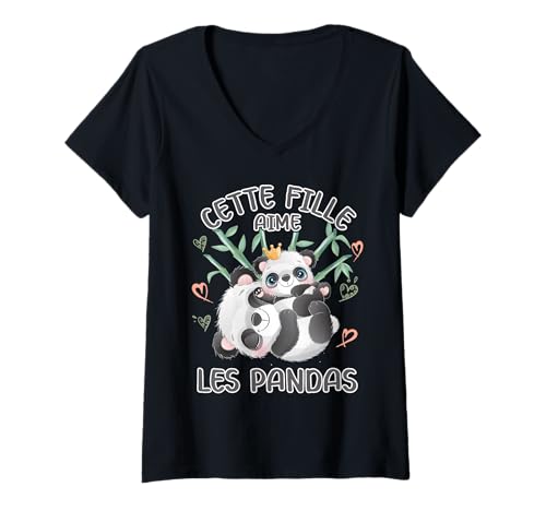 Damen Panda Love Mama Panda Bär Und Baby Jugend T-Shirt mit V-Ausschnitt von Dieses Mädchen Liebt Gute Tiere Für Teenager