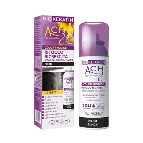 Dietalinea® Biokeratin Retusche für Haarwuchs, Spray für schwarze Haare, vorübergehende Abdeckung von weißem Haar, hinterlässt keine Flecken, 75 ml von Dietalinea