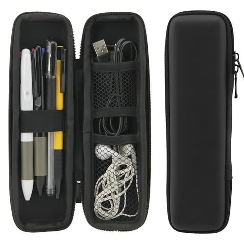 Diffaxy Kleines Federmäppchen, Hartschalen-Federmappe, Wasserdichtes Federtasche mit Fächern, Organizer-Make-up-Tasche für Jungen und Mädchen, Schreibwaren und Bürobedarf, Schwarz von Diffaxy