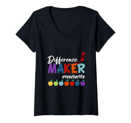 Damen Difference Maker Teacherlife Zurück in die Schule Lehrerleben T-Shirt mit V-Ausschnitt Damen Difference Maker Teacherlife Zurück in die Schule Lehrerleben T-Shirt mit V-Ausschnitt von Difference Maker Teacherlife Teacher Lifes