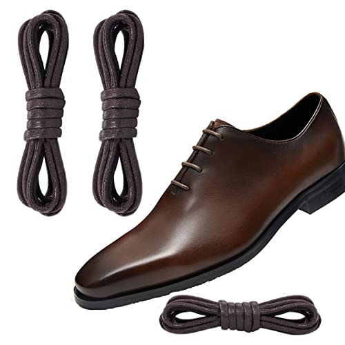 Difference U Runde Schnürsenkel [4 Schnürsenkel] 2 Paar gewachste Schnürsenkel – 3 mm breit/formelle Business-Oxford-Schnürsenkel für Herren oder Damen, Chukka-/Wüstenstiefel, dunkelbraun, 29”(75cm) von Difference U