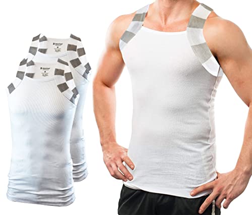Different Touch 2er-Pack Herren-Tanktop mit quadratischem Schnitt, zweifarbiger Besatz, Weiß und Weiß, XL von Different Touch
