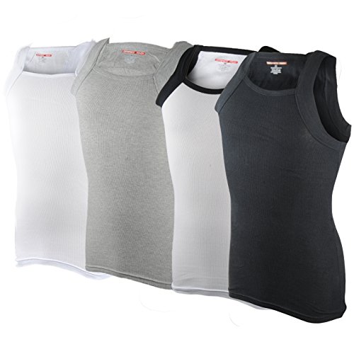 Different Touch Geripptes Tanktop für Herren, quadratischer Schnitt, Muskelrippe, Unterwäsche, 4er-Pack (sortiert), 3X-Groß von Different Touch