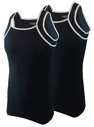 Different Touch Herren G-unit Style Tank Tops Square Cut Muscle Rib A-Shirts 2er Pack, Schwarz mit grauem Rand, 3X-Groß von Different Touch
