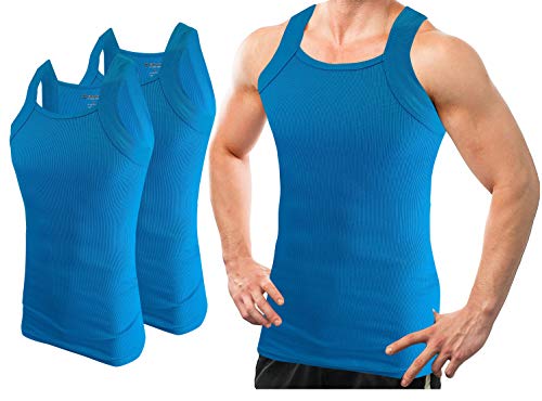 Different Touch Herren G-unit Style Tank Tops Square Cut Muscle Rib A-Shirts 2er Pack, Türkis/Ausflug, einfarbig (Getaway Solids), 3X-Groß von Different Touch