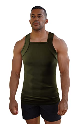 Different Touch Herren-Tanktop im athletischen Stil, quadratisch geschnitten, Grün (Army Green), XX-Large von Different Touch