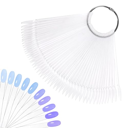 50 Stück transparente Nagelmuster-Sticks mit Ring, Salon-Nagelproben-Sticks, Nagellack-Praxis für Nagellack-Display-Tipps, Nagelkunst-Display für Nail Art Polish von Difistik