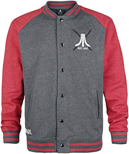 Atari Logo Collegejacke grau meliert/rot meliert XL von Difuzed