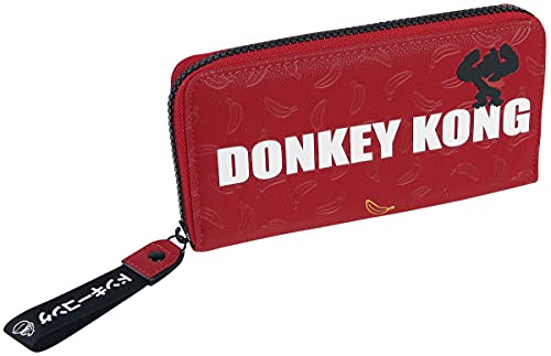 Difuzed Damen Donkey Kong Logo Zip Around Wallet Purse Reisezubehr-Bi-Fold-Brieftasche, Rot von Difuzed