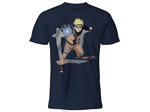 Difuzed T-Shirt Naruto Uzumaki mit Frontdruck. Marineblau. 100 % Baumwolle. Unisex. Offizielles Produkt. Erwachsenengrößen für Jungen (L), blau von Difuzed
