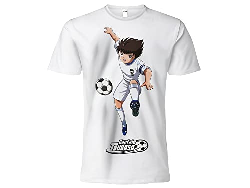 Difuzed T-Shirt Modell Capitan Tsubasa Weiß Kurzarm Unisex Offizielles Lizenzprodukt Erwachsenengrößen für Jungen von Difuzed