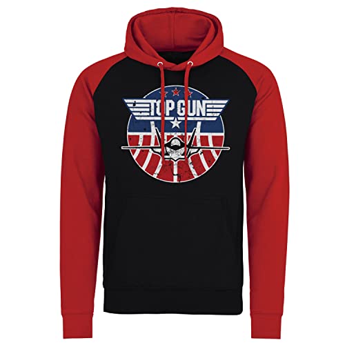 Difuzed Top Gun Offizielles Lizenzprodukt Top Gun Tomcat Baseball Kapuzenpullover (Schwarz-Rot), Small von Difuzed