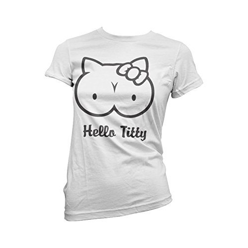 Licensed Merchandise Funny Hello Titty Girly T-Shirt (White), Medium von Difuzed