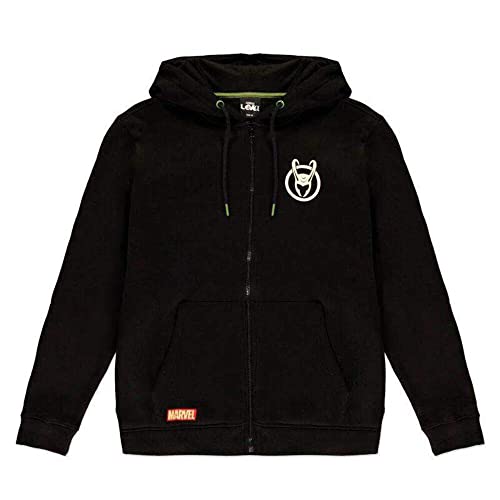 Loki Kapuzen Jacke Logo Badge Front- und Rückenmotiv Marvel schwarz - XXL von Difuzed