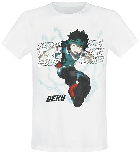 My Hero Academia Deku Männer T-Shirt weiß S 100% Baumwolle Anime, Fan-Merch, TV-Serien von My Hero Academia