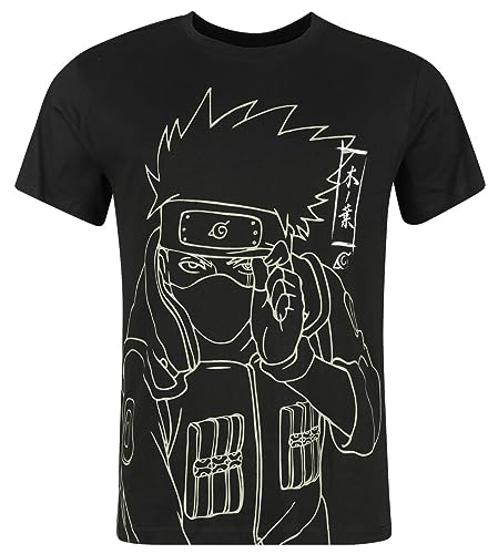 Naruto Shippuden - Kakashi Line Art Männer T-Shirt schwarz M von Difuzed