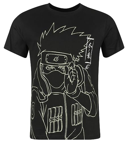 Naruto Shippuden - Kakashi Line Art Männer T-Shirt schwarz S von Difuzed