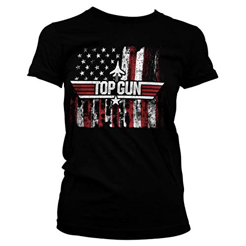 Top Gun Offizielles Lizenzprodukt America Damen T-Shirt (Schwarz), X-Large von Difuzed