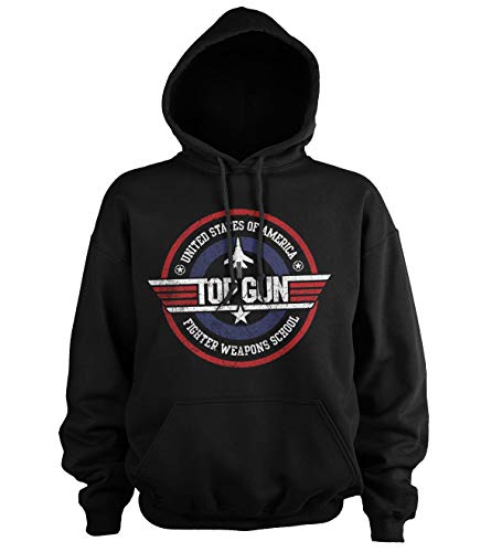 Top Gun Offizielles Lizenzprodukt Fighter Weapons School Kapuzenpullover (Schwarz), Large von Difuzed