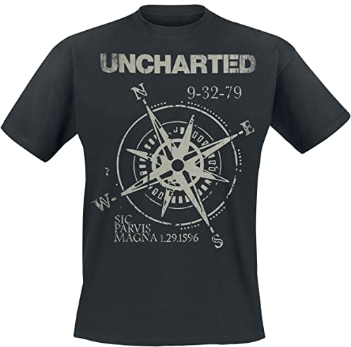 Uncharted Compass Sign Männer T-Shirt schwarz M 100% Baumwolle Fan-Merch, Gaming von Difuzed