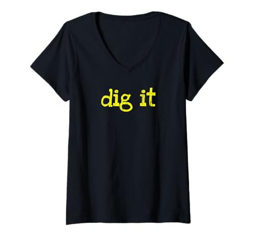 Damen Dig It Vintage Lustiges T-Shirt T-Shirt mit V-Ausschnitt von Dig The Vibe T-Shirts