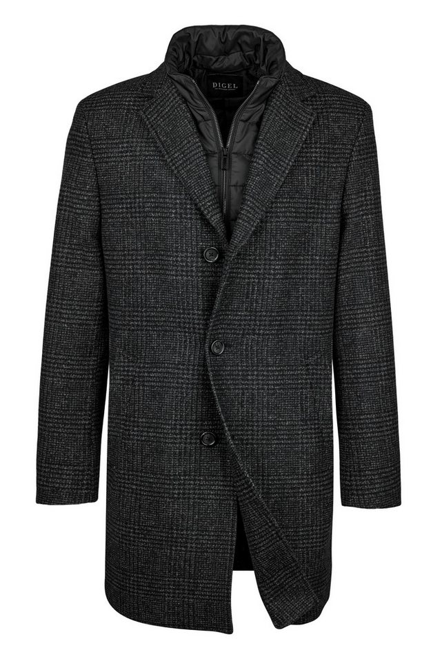 Digel Wintermantel Deus (1-tlg) Trendiges Schattenkaro, recycelter Wollmix, herausnehmbares Inlay von Digel