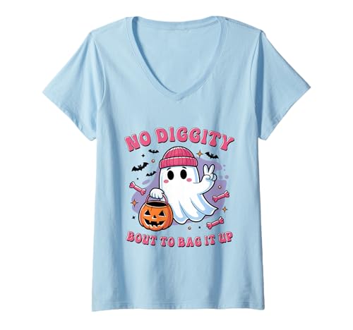 Damen Diggity Ghosts Shirt Halloween Oktober Party Cute T-Shirt mit V-Ausschnitt Damen Diggity Ghosts Shirt Halloween Oktober Party Cute T-Shirt mit V-Ausschnitt von Diggity Ghosts Tee Shirts for Men Women Kids