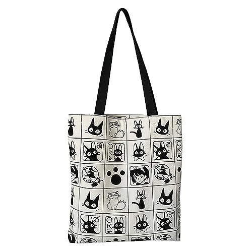 DigiTizerArt Canvas Tote Bag for Women with Inner Pocket Aesthetic Cute Anime Elements Kiki And JiJi Cat Pattern Shopping Tote Bags Reusable Grocery Bags DigiTizerArt Canvas Tote Bag for Women with Inner Pocket Aesthetic Cute Anime Elements Kiki And JiJi Cat Pattern Shopping Tote Bags Reusable Grocery Bags von DigiTizerArt