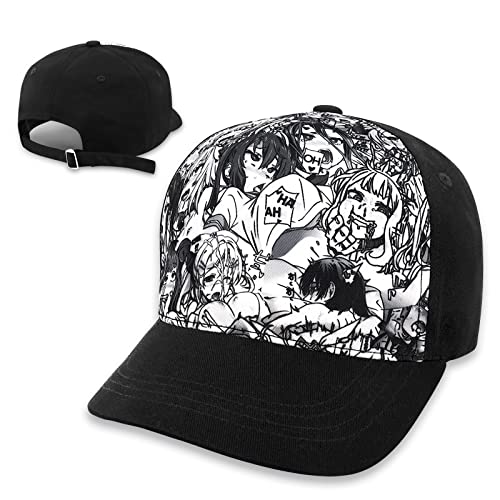 Hentai Ahegao Anime Lewd-Girl Hats Baseball Cap Baseball Hat Unisex Adjustable Fashion Outdoors Hat Printed Flat Visor Hat Ahegao Lips Snapback Trucker Baseball Hip Pop Cap von DigiTizerArt