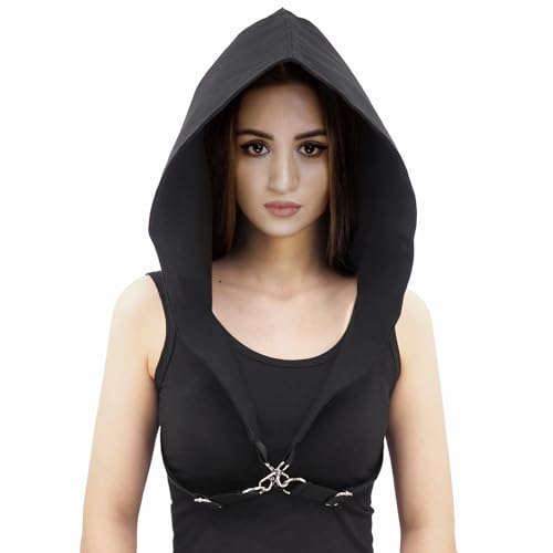 Unisex Steampunk Rogue Cowl Hut Baumwolle Mittelalter Gothic Cape Cosplay Kostüm, Gothic Assassin Hood mit verstellbaren Streifen Hood Schal. Perfekt für Cosplay und Outdoor täglich tragen von DigiTizerArt