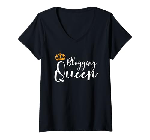 Damen Blogging Queen, Content Creator, Influencer für soziale Medien T-Shirt mit V-Ausschnitt von Digital Nomad Writer Vlogger