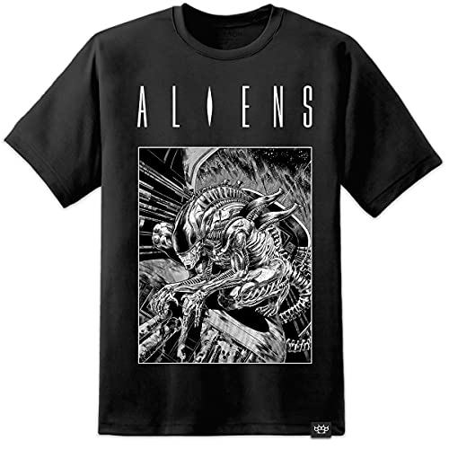 Digital Pharaoh Herren Aliens Comic Book Style T-Shirt Xenomorph Giger Nostromo - Schwarz, XL von Digital Pharaoh