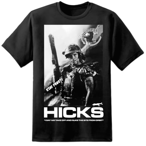 Digital Pharaoh Herren T-Shirt Corporal Hicks Xenomorph Nostromo Weyland Yutani USCM Colonial Marines – Schwarz Gr. XL, Schwarz von Digital Pharaoh