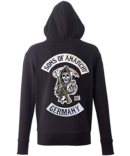 SOA Samcro Germany Kapuzenpullover mit originalgetreuen, aufgestickten Aufnähern Redwood Original Jax Teller Reaper MC Cut (SMALL) von Digital Pharaoh