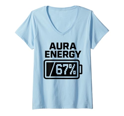 Damen Aura Energy 67 Prozent Gen Alpha Retro Meme T-Shirt mit V-Ausschnitt Damen Aura Energy 67 Prozent Gen Alpha Retro Meme T-Shirt mit V-Ausschnitt von Digital Pixel Gen Alpha