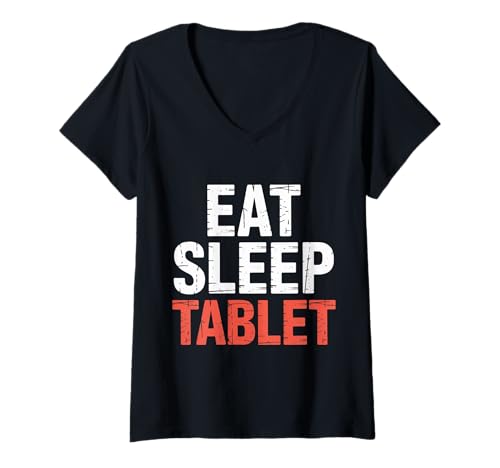 Damen Eat Sleep Tablet Screen Tech Kid Witz |- T-Shirt mit V-Ausschnitt Damen Eat Sleep Tablet Screen Tech Kid Witz |- T-Shirt mit V-Ausschnitt von Digital Techy Kid