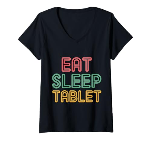 Damen Eat Sleep Tablet Screen Tech Kid Witz |- T-Shirt mit V-Ausschnitt Damen Eat Sleep Tablet Screen Tech Kid Witz |- T-Shirt mit V-Ausschnitt von Digital Techy Kid